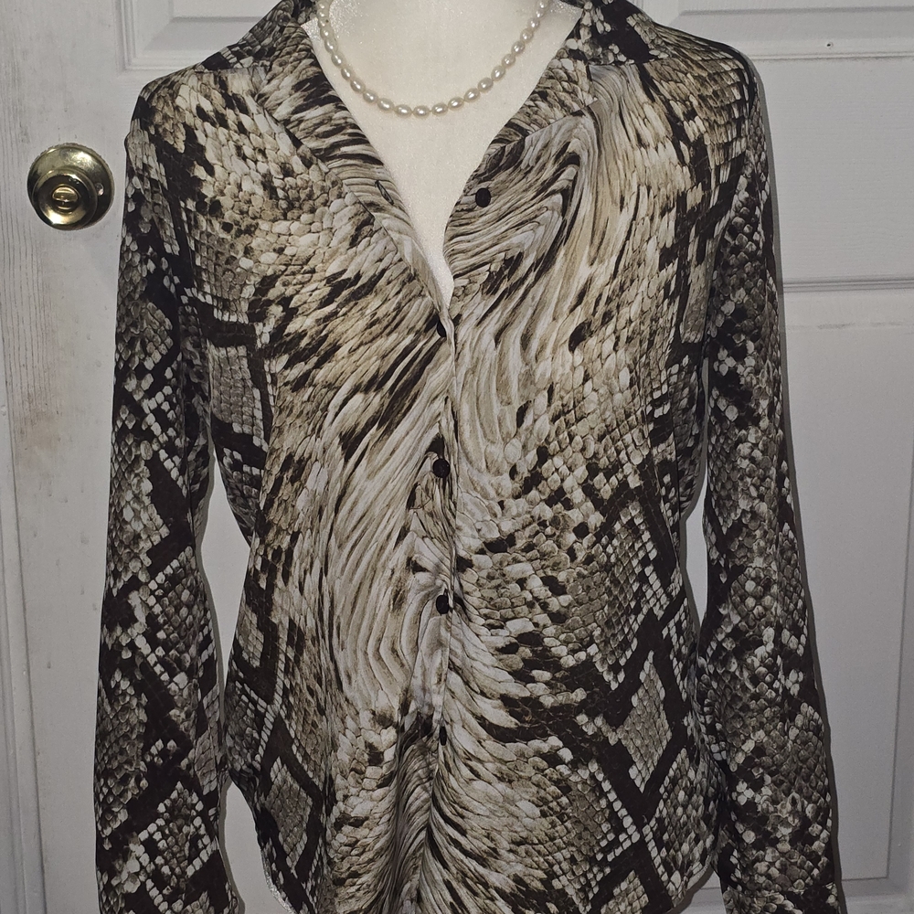 MICHAEL Michael Kors Black and Brown Blazer Animal Print